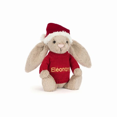 Jellycat Bashful Christmas Bunny with Red Jumper New Zealand | URXMD6902